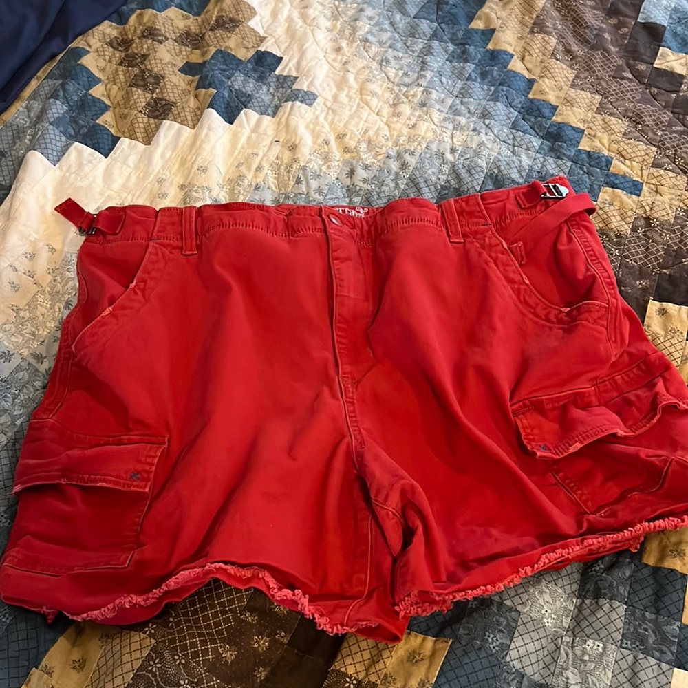 Red Stretch Denim Shorts